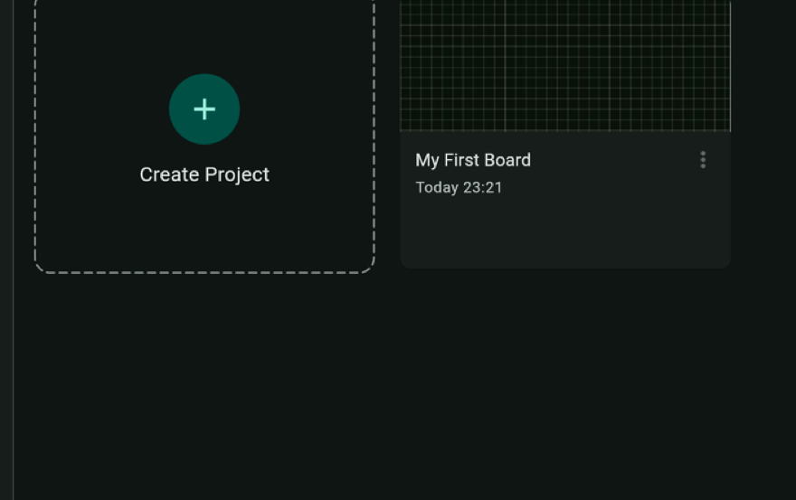 The project list showing a cloud-synced board